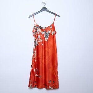 Natori satin slip dress chemise floral print red small valentines romantic